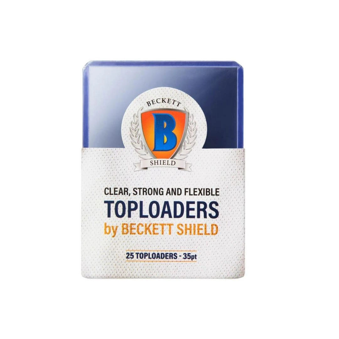 Pack de 25 toploaders Beckett Shield 35pt transparents pour protection de cartes à collectionner